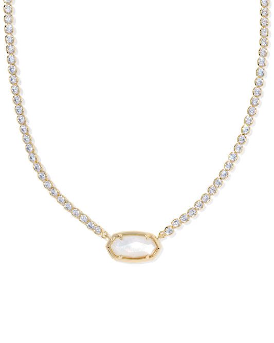 Kendra Scott Elisa Tennis Necklace Gold Ivory Mother Of Pearl-Kendra Scott-N01336GLD-The Twisted Chandelier