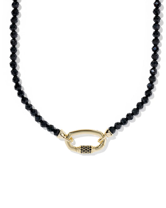 Kendra Scott Emery Beaded Strand Necklace Gold Black Agate-Necklaces-Kendra Scott-08/21/25-The Twisted Chandelier