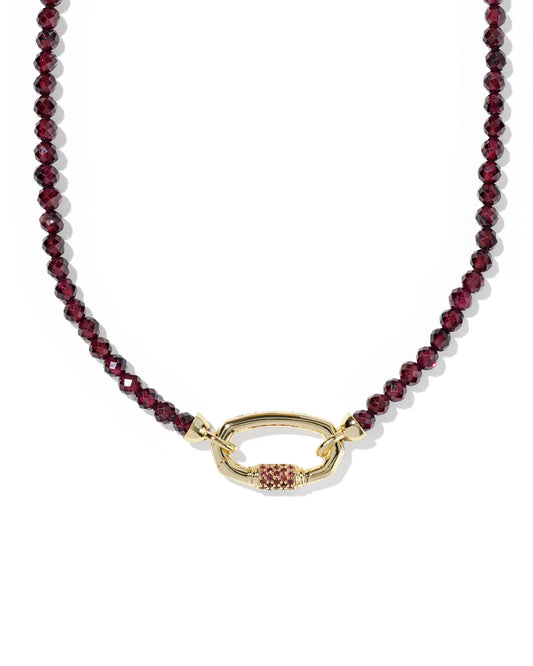 Kendra Scott Emery Beaded Strand Necklace Gold Red Garnet-Necklaces-Kendra Scott-08/21/25-The Twisted Chandelier