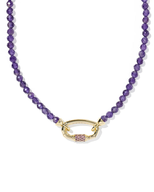 Kendra Scott Emery Beaded Strand Necklace Gold Dark Purple Amethyst-Necklaces-Kendra Scott-08/21/25,N01235GLD-The Twisted Chandelier