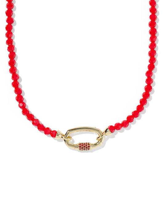 Kendra Scott Emery Beaded Strand Necklace Gold Red Glass-Necklaces-Kendra Scott-08/21/25-The Twisted Chandelier