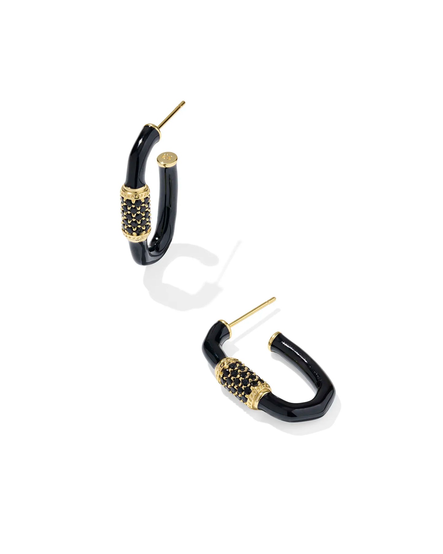 Kendra Scott Emery Enamel Hoop Earrings Gold Black Mix-Earrings-Kendra Scott-08/21/25,E00848GLD-The Twisted Chandelier