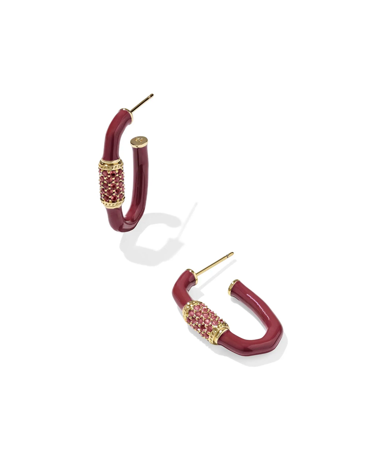 Kendra Scott Emery Enamel Hoop Earrings Gold Burgundy Mix-Earrings-Kendra Scott-08/21/25,E00848GLD-The Twisted Chandelier