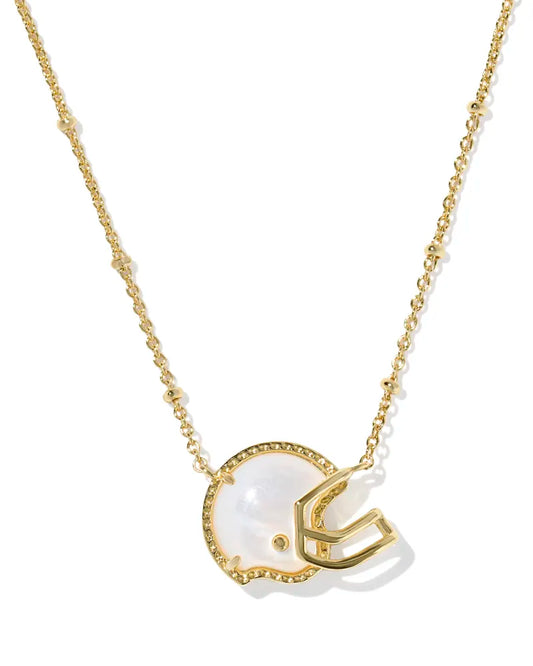 Kendra Scott Football Helmet Short Pendant Necklace Gold Ivory Mother Of Pearl-Necklaces-Kendra Scott-08/21/25,N01234GLD-The Twisted Chandelier