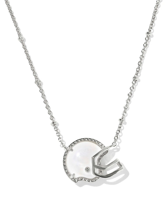 Kendra Scott Football Helmet Short Pendant Necklace Silver Ivory Mother Of Pearl-Necklaces-Kendra Scott-08/21/25,N01234RHD-The Twisted Chandelier