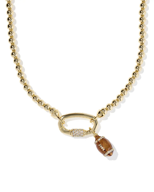 Kendra Scott Football Metal Strand Necklace Gold White Cz-Necklaces-Kendra Scott-08/21/25,N01301GLD-The Twisted Chandelier