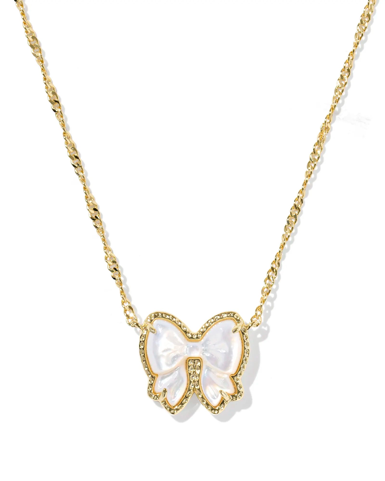 Kendra Scott Haley Bow Short Pendant Necklace Gold Ivory Mother Of Pearl-Necklaces-Kendra Scott-08/21/25,N01230GLD-The Twisted Chandelier