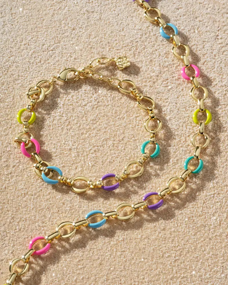 Kendra Scott Kelsey Chain Bracelet Gold Multi Mix-Bracelets-Kendra Scott-B00195GLD, FD 06/18/24-The Twisted Chandelier