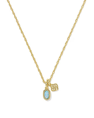 Kendra Scott Mini Elisa Dira Necklace Gold Blue Lab Grown Opal-Necklace-Kendra Scott-N01534GLD-The Twisted Chandelier