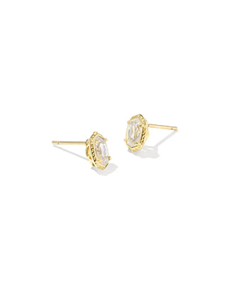 Kendra Scott Mini Ellie Luxe Stud Earrings Gold White CZ-Earrings-Kendra Scott-HOLIDAY2026 KS-The Twisted Chandelier