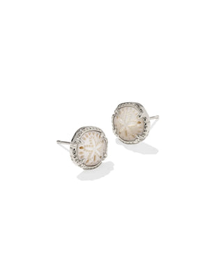 Kendra Scott Sand Dollar Stud Earrings Silver Natural Mother Of Pearl-Earrings-Kendra Scott-E00802RHD,Sale Kendra Scott-The Twisted Chandelier
