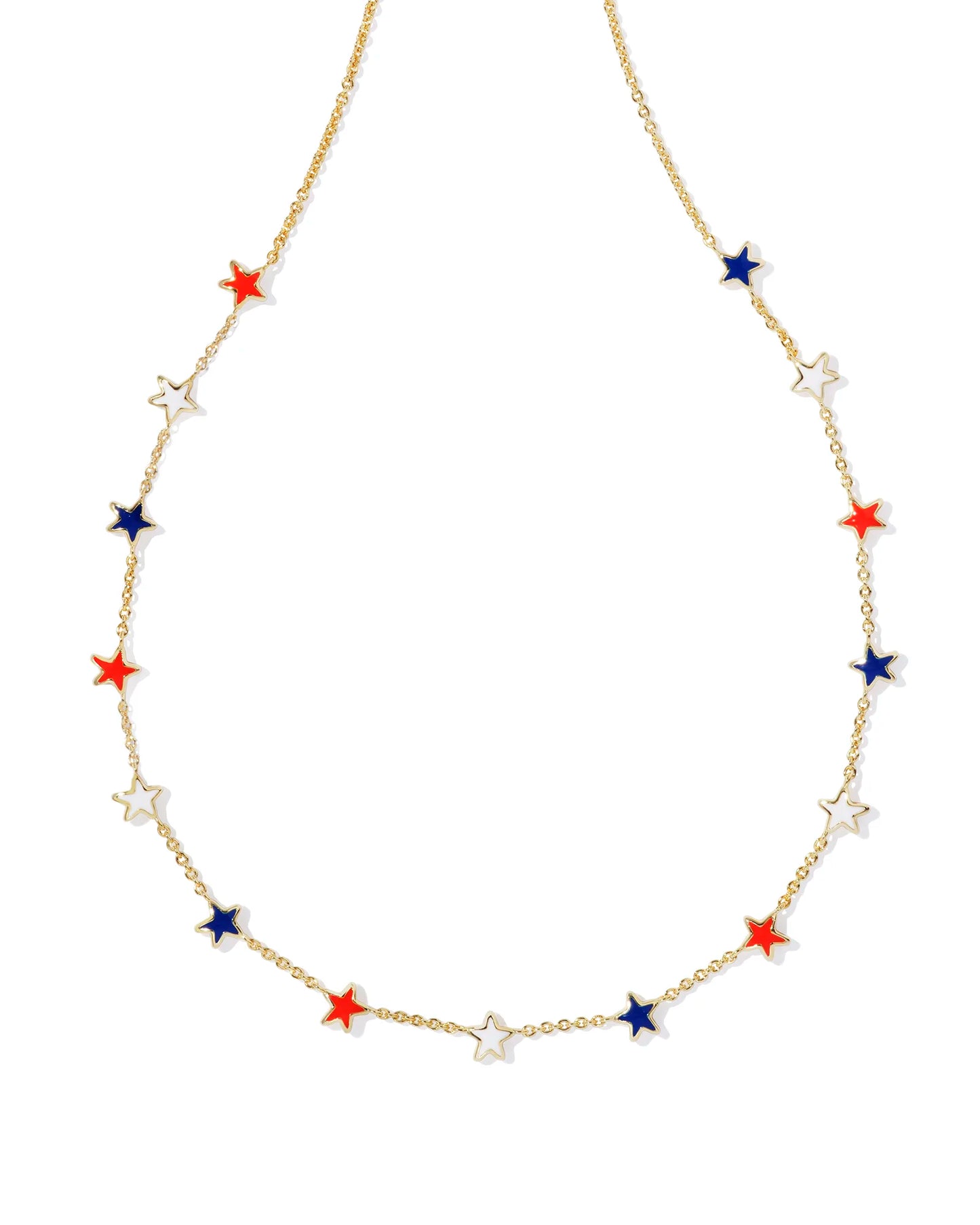 Kendra Scott Sierra Star Strand Necklace Gold Red White Blue Mix-Necklaces-Kendra Scott-FD 05/20/24, N00595GLD-The Twisted Chandelier