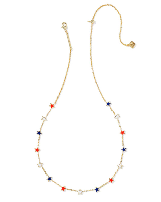 Kendra Scott Sierra Star Strand Necklace Gold Red White Blue Mix-Necklaces-Kendra Scott-FD 05/20/24, N00595GLD-The Twisted Chandelier