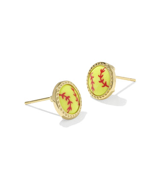 Kendra Scott Softball Stud Earrings Gold Chartreuse Magnesite-Earrings-Kendra Scott-E01046GLD-The Twisted Chandelier