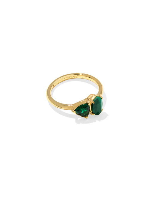 Kendra Scott Tatum Band Ring Gold Green Mix 6-Kendra Scott-R00176GLD-The Twisted Chandelier