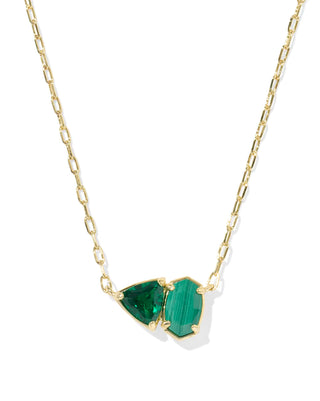Kendra Scott Tatum Short Pendant Necklace Gold Green Mix-Necklace-Kendra Scott-N01354GLD-The Twisted Chandelier