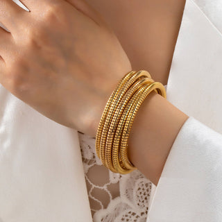 Flexible Coil Snake Chain 4 Row Bracelet-JOSSLYN by wall to wall-80B1709-The Twisted Chandelier