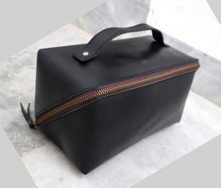 Black Leather Toiletry Bag - Travel Dopp Kit-Bag-Billion Brothers-Brandable,Men's-The Twisted Chandelier