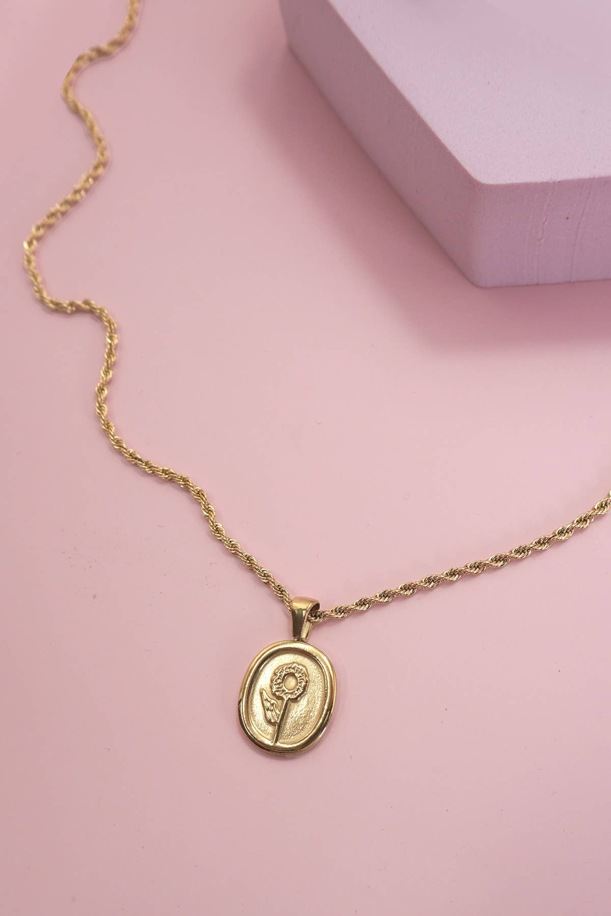 18K Stainless Steel Tarnish Free Rose Necklace-JOSSLYN by wall to wall-40NK9447-The Twisted Chandelier