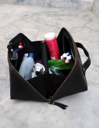Black Leather Toiletry Bag - Travel Dopp Kit-Bag-Billion Brothers-Brandable,Men's-The Twisted Chandelier