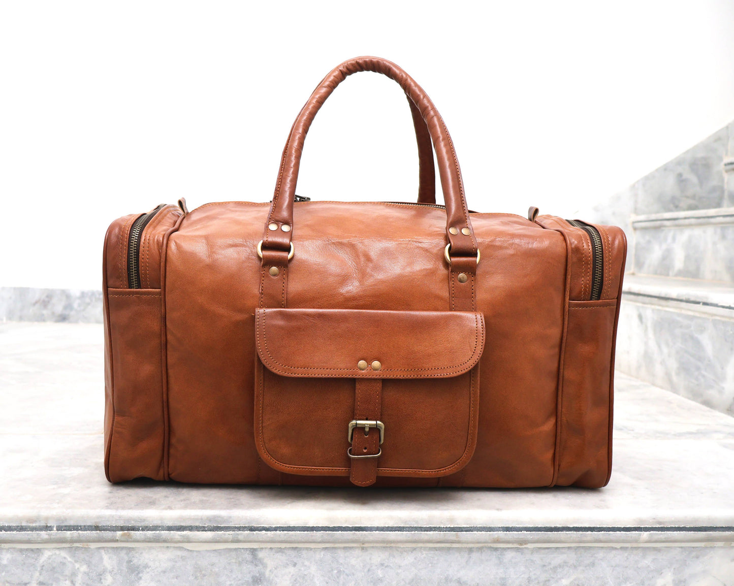 Genuine Leather Duffle Bag Weekender Overnight Gym Bag-Billion Brothers-Men's-The Twisted Chandelier