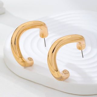 Bold Chunky Gold-Tone U-Shape Hoop Earrings-Earrings-JOSSLYN by wall to wall-80E62229-The Twisted Chandelier