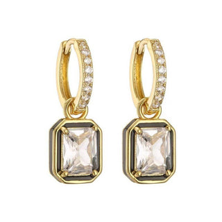 Enamel & Emerald-Cut Crystal Huggie Drop Earrings-JOSSLYN by wall to wall-40E475-The Twisted Chandelier