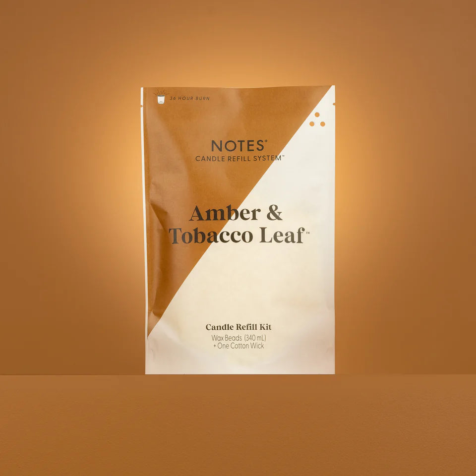 NOTES® Sustainable Candle Refill Kit - Amber & Tobacco Leaf-Candles-Notes Candles-The Twisted Chandelier
