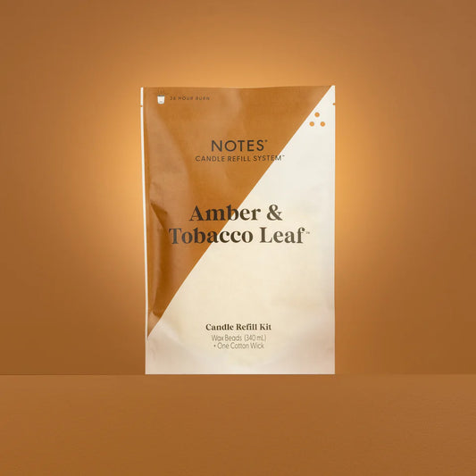 NOTES® Sustainable Candle Refill Kit - Amber & Tobacco Leaf-Candles-Notes Candles-The Twisted Chandelier
