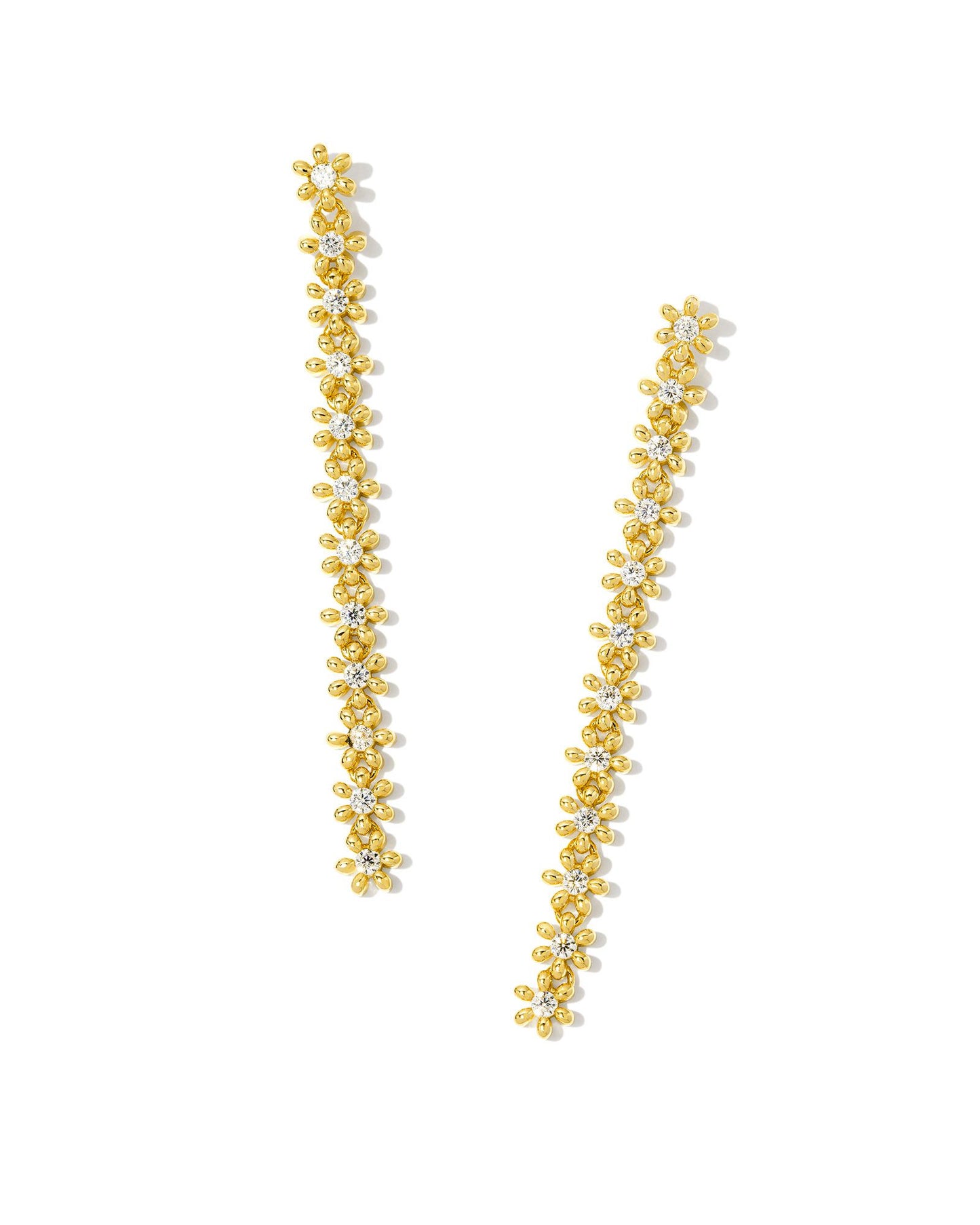 Kendra Scott Nydia Linear Earrings Gold White Crystal-Earrings-Kendra Scott-E00518GLD, FD 07/05/34-The Twisted Chandelier