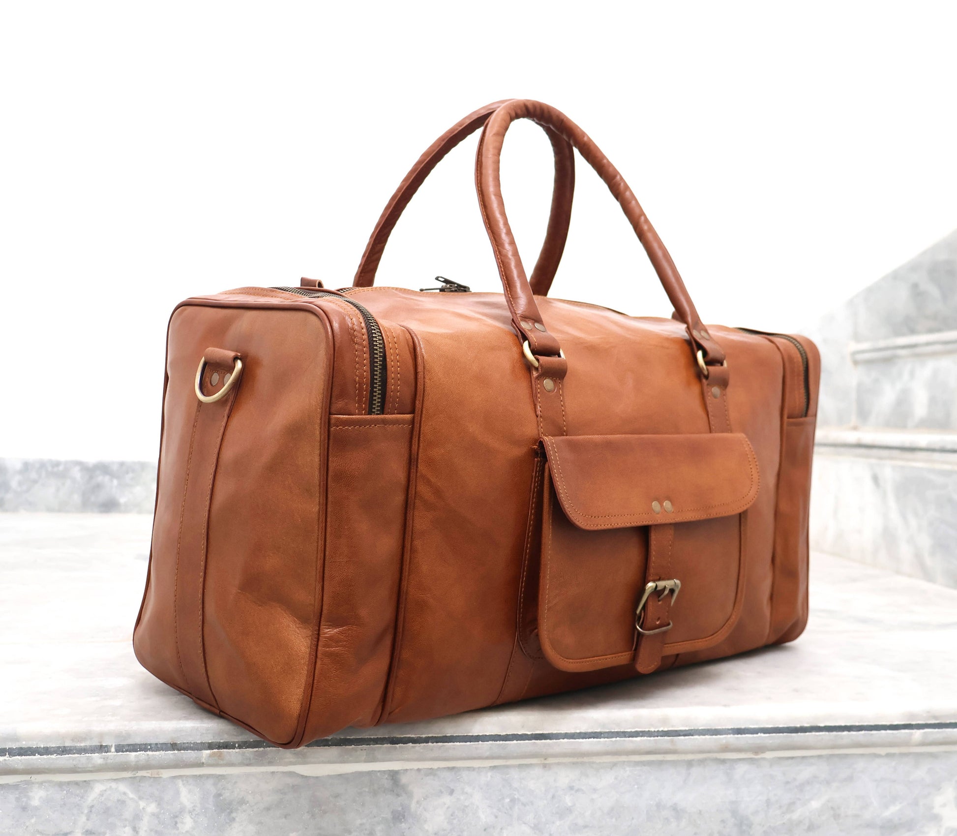 Genuine Leather Duffle Bag Weekender Overnight Gym Bag-Billion Brothers-Men's-The Twisted Chandelier