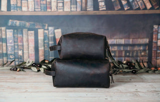 Personalized Leather Dopp Kit & Toiletry Bag, Customized Groomsmen Gift Toiletry Bag, Monogrammed Mens Toiletry Bag, Gift for Him-Luxe Range Leather-The Twisted Chandelier