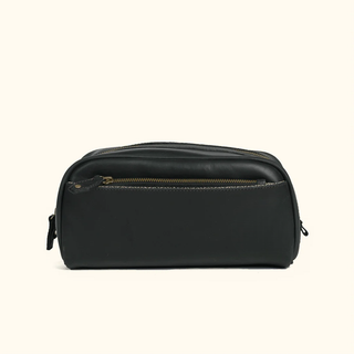 Black Leather Dopp Kit Travel Toiletry Bag-Bag-Immart Global LLC-Brandable,Men's-The Twisted Chandelier