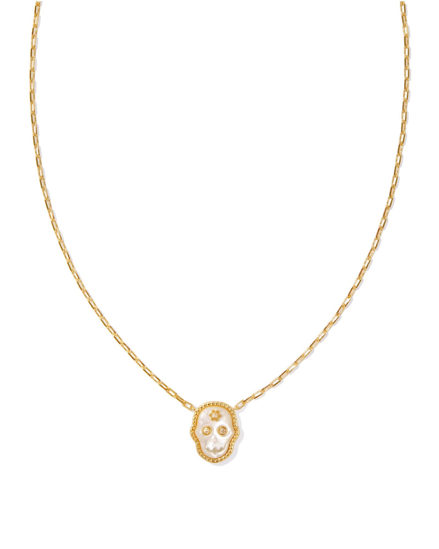 Kendra Scott Skeleton Short Pendant Necklace Gold Ivory Mother of Pearl-Necklaces-Kendra Scott-CR 09/05/24, FD 09/10/24, N00722GLD-The Twisted Chandelier