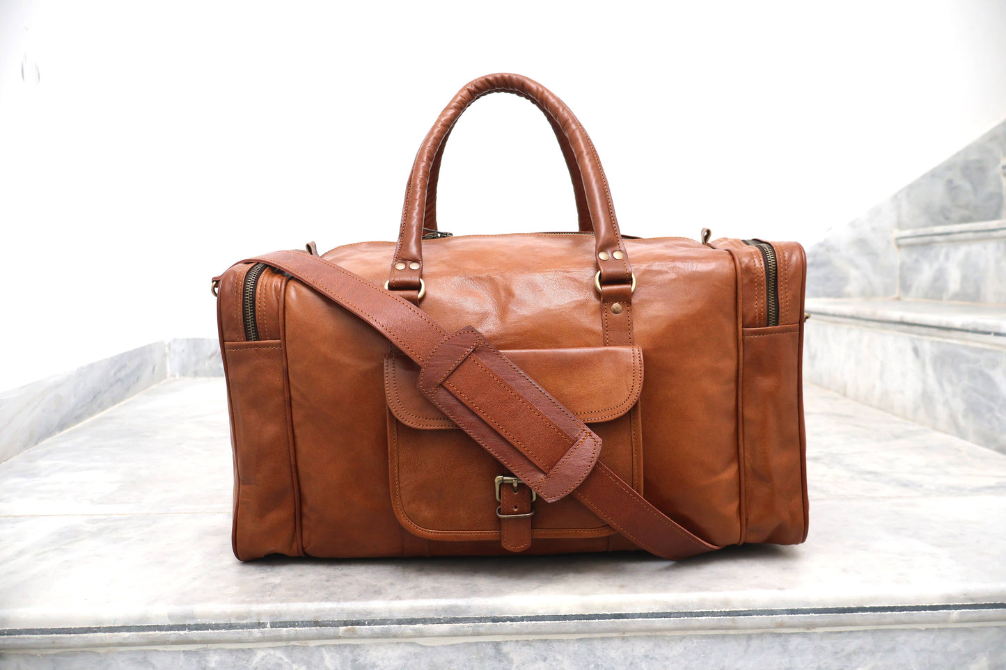 Genuine Leather Duffle Bag Weekender Overnight Gym Bag-Billion Brothers-Men's-The Twisted Chandelier