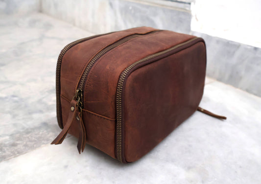 Buffalo Leather Toiletry Bag – Dopp Kit for Shaving & Travel-Billion Brothers-Men's-The Twisted Chandelier