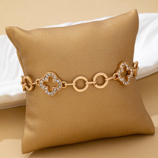 Pave Crystal Clover Link Bracelet With Toggle Clasp-Bracelet-JOSSLYN by wall to wall-80B1781-The Twisted Chandelier