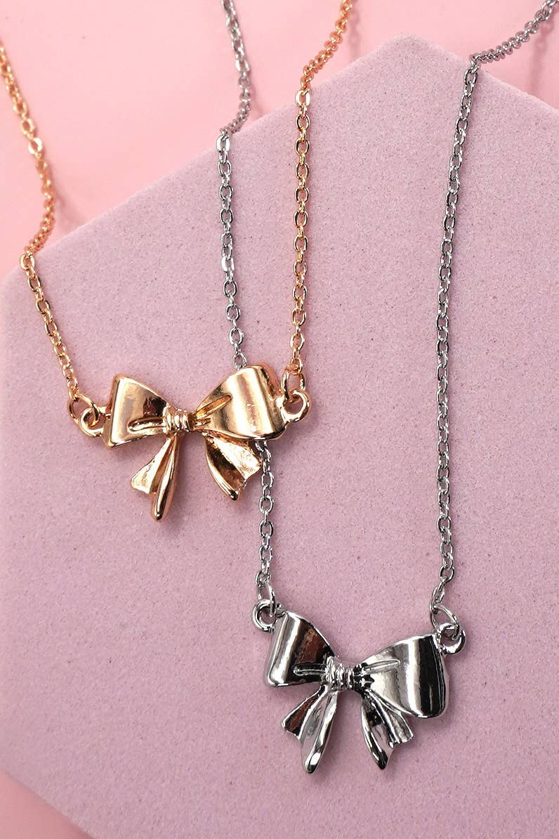 Gold Mini Bow Ribbon Necklace-JOSSLYN by wall to wall-80N427-The Twisted Chandelier
