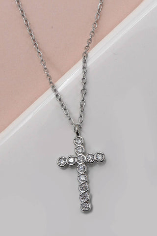 18K Stainless Steel Tarnish Free Cross Necklace-Necklace-JOSSLYN by wall to wall-40NK9482-The Twisted Chandelier