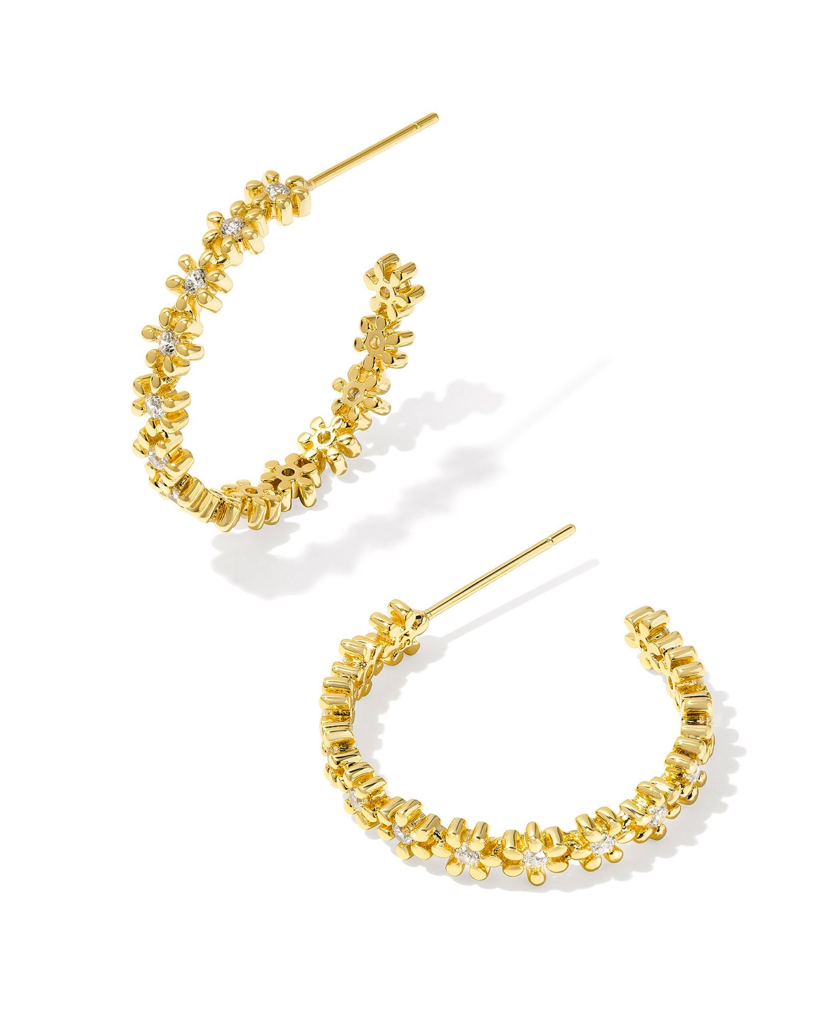 Kendra Scott Nydia Hoop Earrings Gold White Crystal-Earrings-Kendra Scott-E00516GLD, FD 07/05/34-The Twisted Chandelier