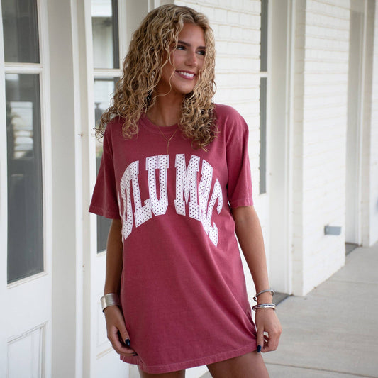 Dolly Polka Dot Adult Crimson Comfort Colors Tee-Girlie Girl Originals-LM-PD-1001,Tops Collection-The Twisted Chandelier