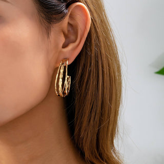 Gold-Tone Triple Layer Hoop Earrings-Earrings-JOSSLYN by wall to wall-80E62339-The Twisted Chandelier