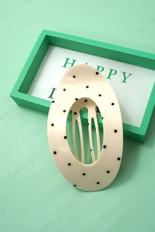 Jumbo Lay Flat Oval Hair Claw Clips Secure Styling-Hair Claws & Clips-JOSSLYN by wall to wall-40H1050-Off White-The Twisted Chandelier