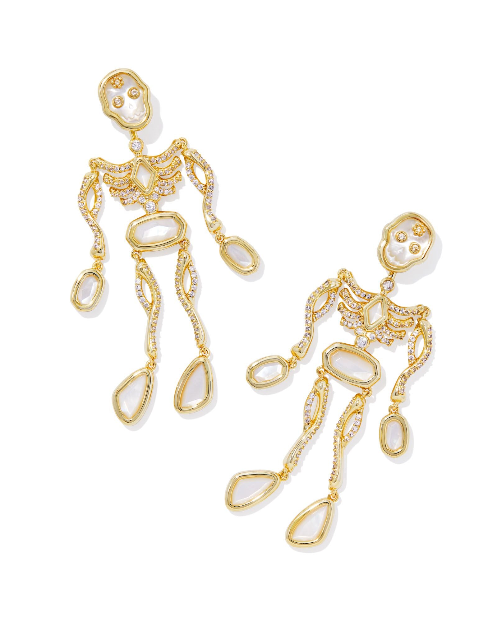 Kendra Scott Skeleton Statement Earrings Gold Ivory Mother of Pearl-Earrings-Kendra Scott-CR 09/05/24, E00167GLD, FD 09/10/24-The Twisted Chandelier