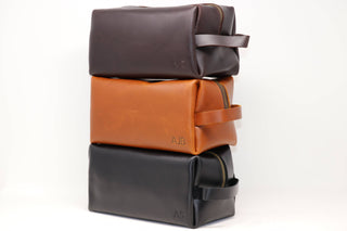 Personalized Leather Dopp Kit & Toiletry Bag, Customized Groomsmen Gift Toiletry Bag, Monogrammed Mens Toiletry Bag, Gift for Him-Luxe Range Leather-The Twisted Chandelier