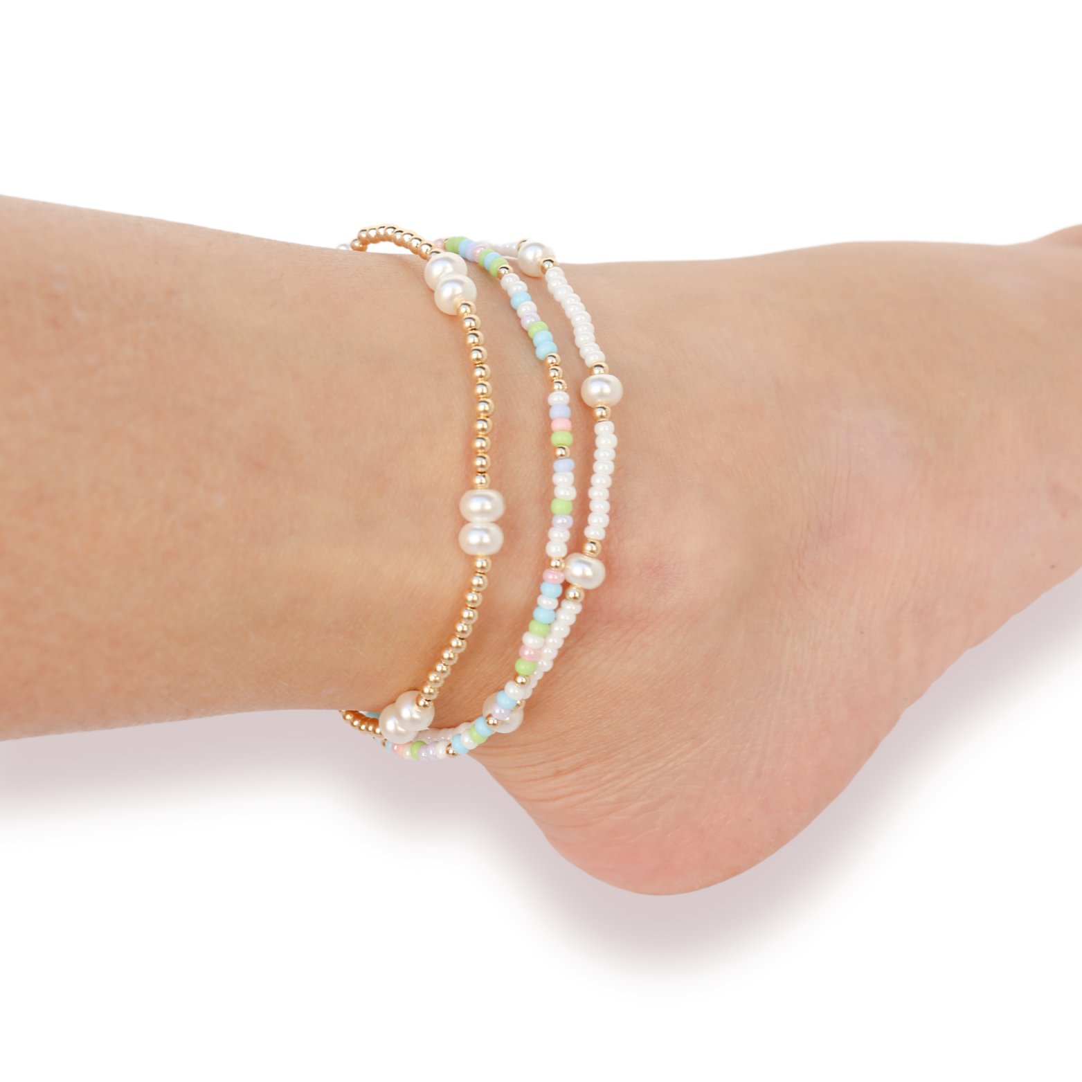 Pastel Spring Anklet-Beaded Blondes-The Twisted Chandelier