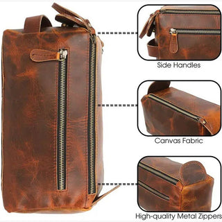 Handmade Vintage Leather Toiletry Bag – Dark Brown-Bag-Immart Global LLC-Brandable,Men's-The Twisted Chandelier