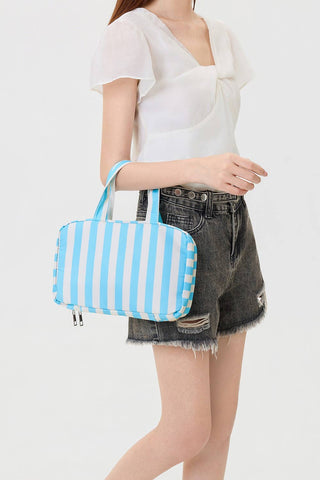 Striped Hanging Toiletry & Makeup Organizer Bag-Bag-JOSSLYN by wall to wall-40P599-BLUE/IVORY-The Twisted Chandelier