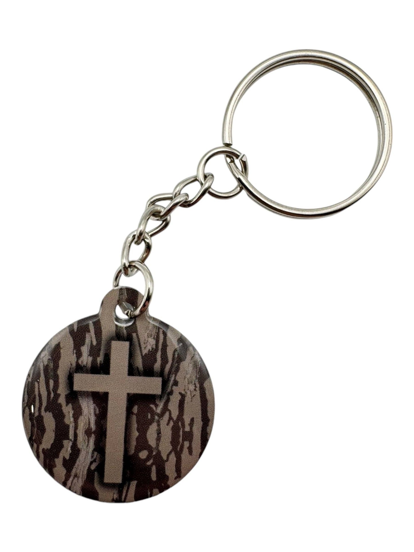Tap To Pray™ - Prayer Tag Keychains-Versible-Tree Bark Camo + Cross-The Twisted Chandelier