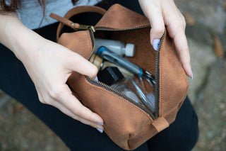 Personalized Leather Dopp Kit & Toiletry Bag, Customized Groomsmen Gift Toiletry Bag, Monogrammed Mens Toiletry Bag, Gift for Him-Luxe Range Leather-The Twisted Chandelier